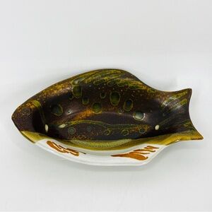 Handcrafted Unique Hand-Glazed Pottery Painted Fish Bowl Signed by Artist
